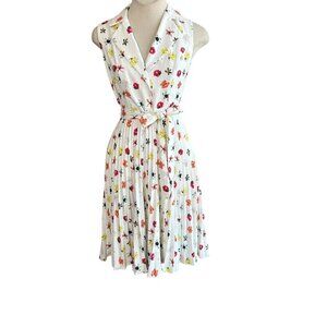 T Tahari Floral Sleeveless Shirtwaist Dress Pleated Skirt Size 2